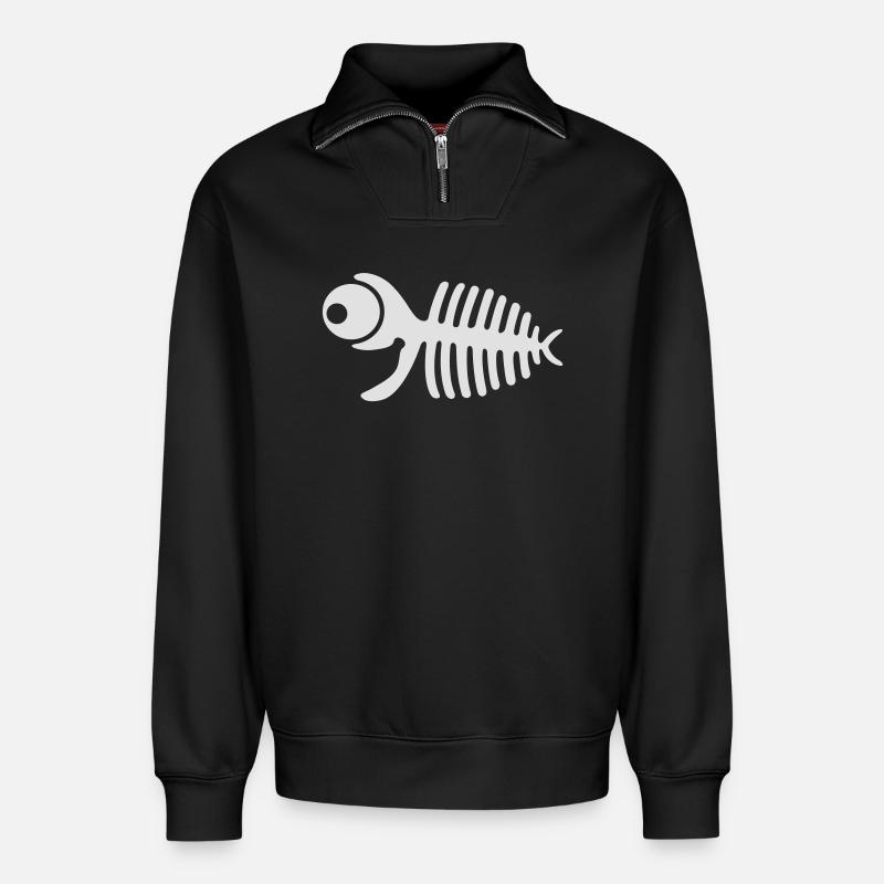 Fischgräte - Relaxed Unisex Organic Half Zip Sweatshirt – von SPREAD - Schwarz