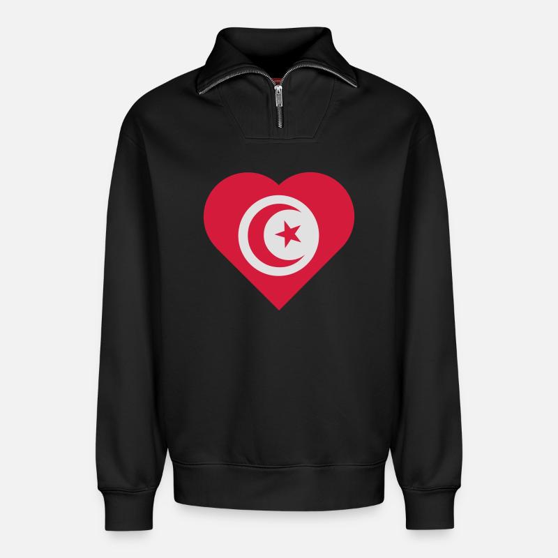 Tunisia - Relaxed Unisex Organic Half Zip Sweatshirt – von SPREAD - Schwarz