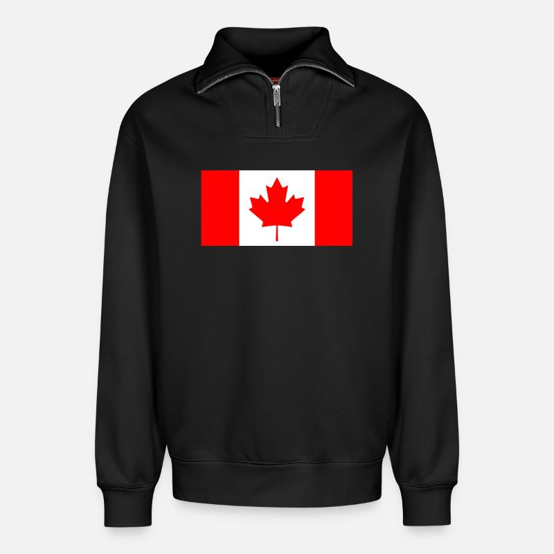 Kanada - Relaxed Unisex Organic Half Zip Sweatshirt – von SPREAD - Schwarz