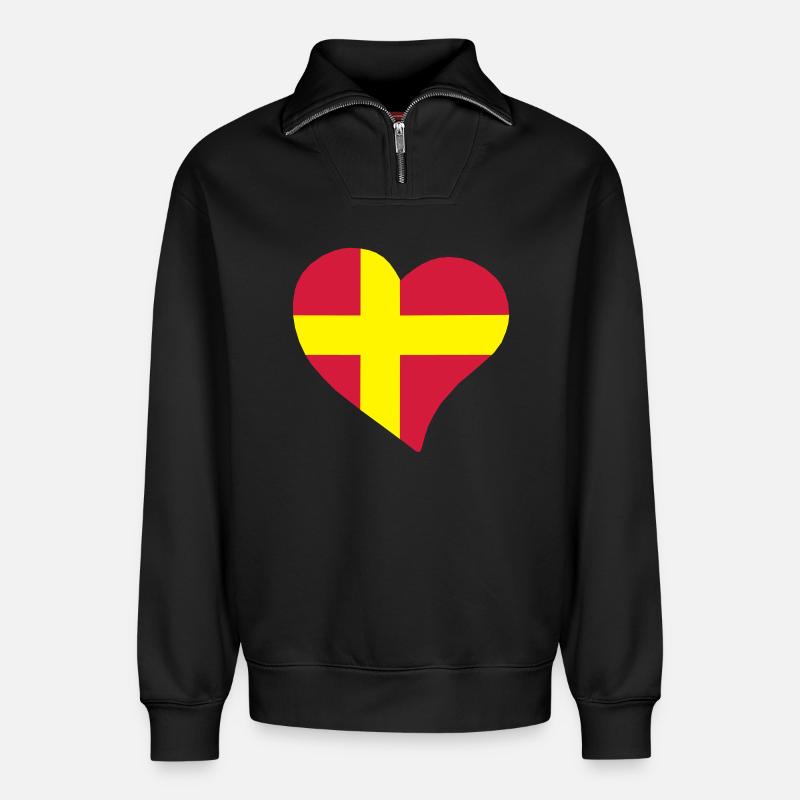  heart - Relaxed Unisex Organic Half Zip Sweatshirt – by SPREAD - black