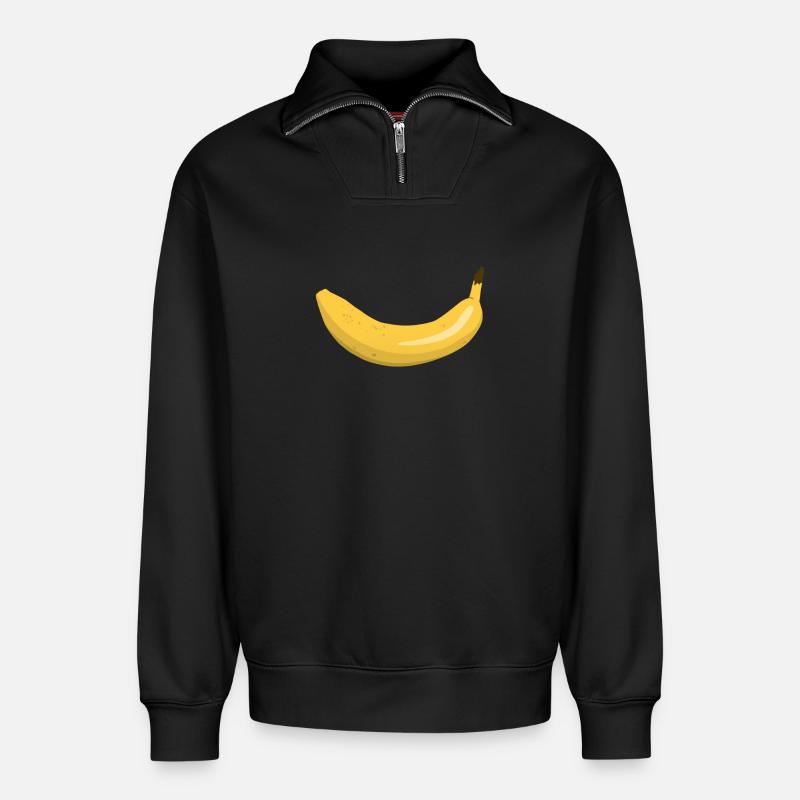 Bananenlächeln - Relaxed Unisex Organic Half Zip Sweatshirt – von SPREAD - Schwarz