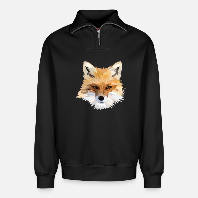 Polygonaler Fuchs Kopf - Relaxed Unisex Organic Half Zip Sweatshirt – von SPREAD - Schwarz