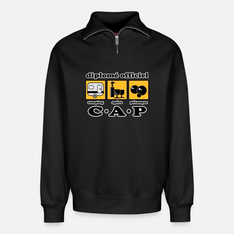 Camping aperitif bowls flex - Relaxed Unisex Organic Half Zip Sweatshirt – by SPREAD - black