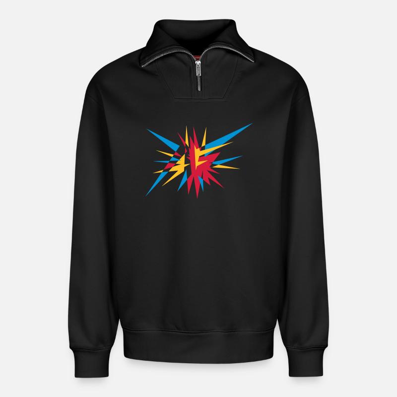 Explosion und Strahlen - Relaxed Unisex Organic Half Zip Sweatshirt – von SPREAD - Schwarz