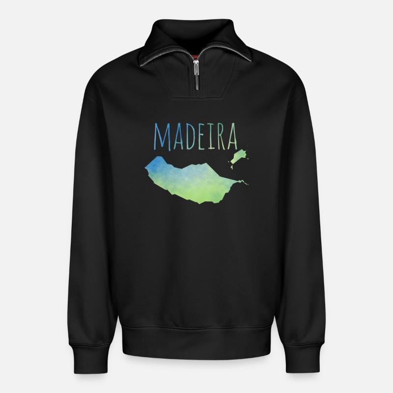 Madeira - Relaxed Unisex Organic Half Zip Sweatshirt – von SPREAD - Schwarz