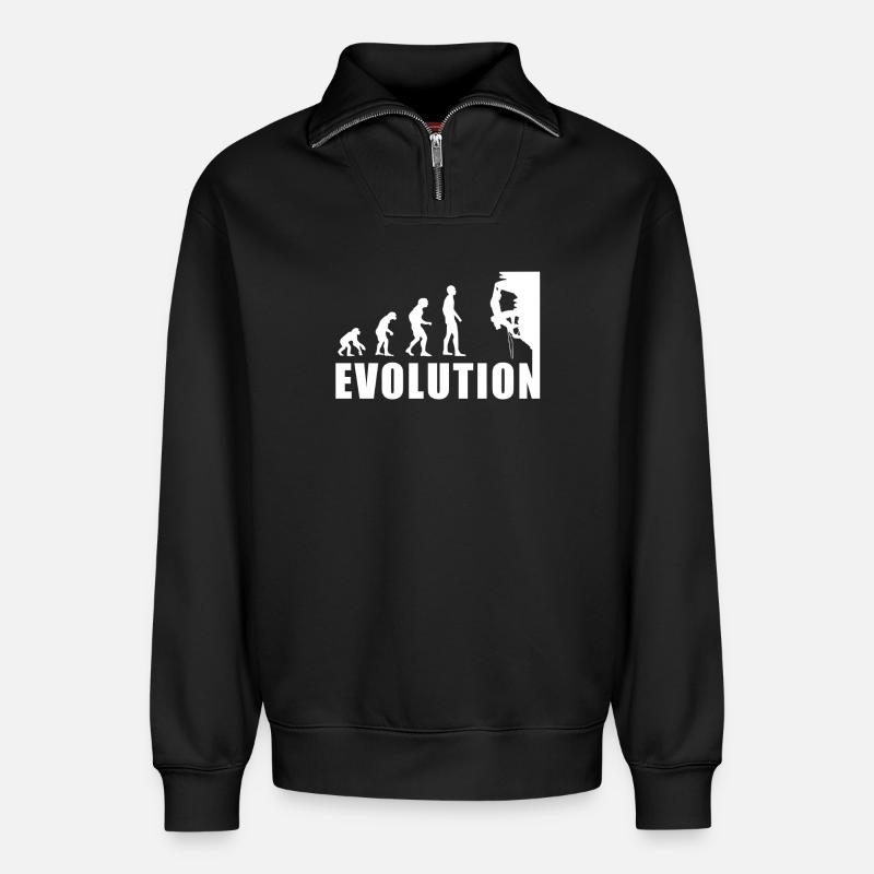 EVOLUTION Climbing Mountaineering Climbing Gift - Relaxed Unisex Organic Half Zip Sweatshirt – by SPREAD - black