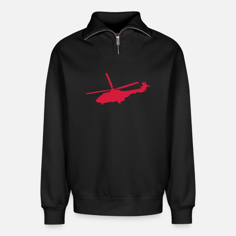 Hubschrauber - Relaxed Unisex Organic Half Zip Sweatshirt – von SPREAD - Schwarz