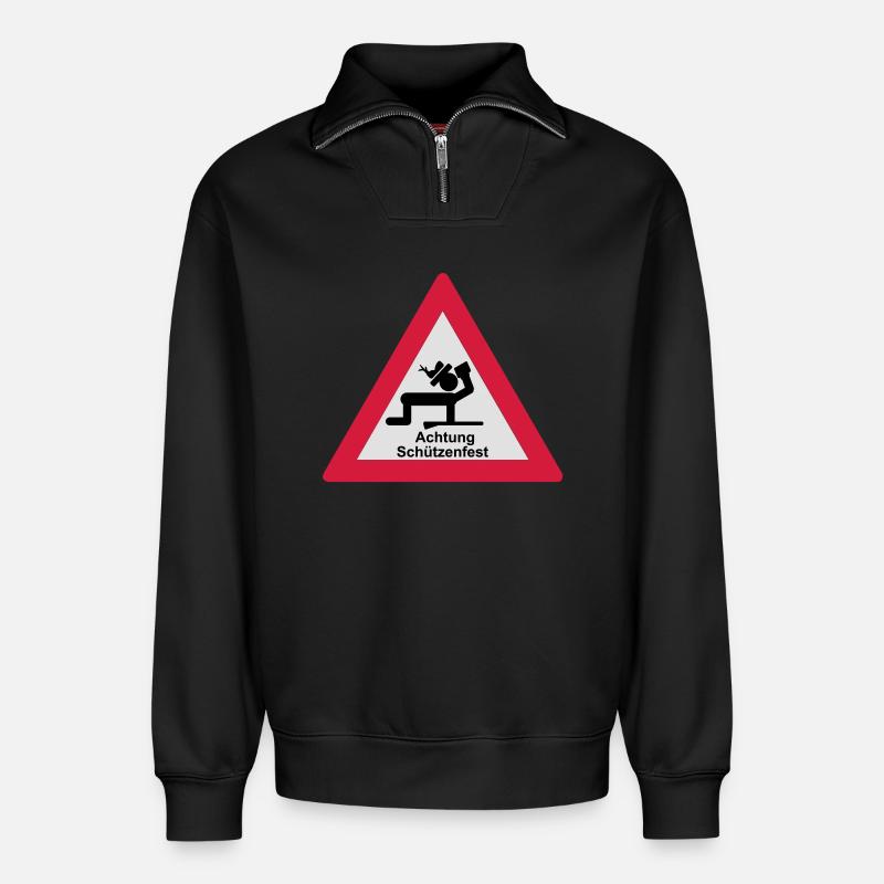 Attention Marksmen - Relaxed Unisex Organic Half Zip Sweatshirt – by SPREAD - black