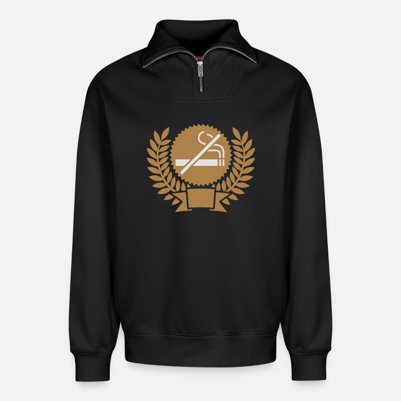 Nichtraucher seit - Relaxed Unisex Organic Half Zip Sweatshirt – von SPREAD - Schwarz