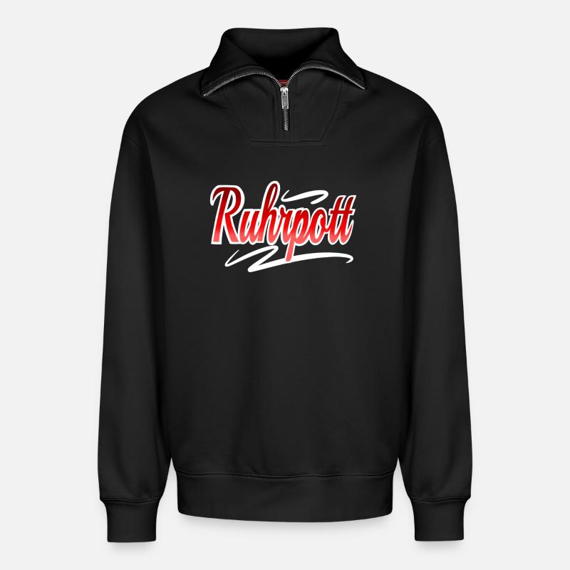 Ruhrpott - Relaxed Unisex Organic Half Zip Sweatshirt – von SPREAD - Schwarz
