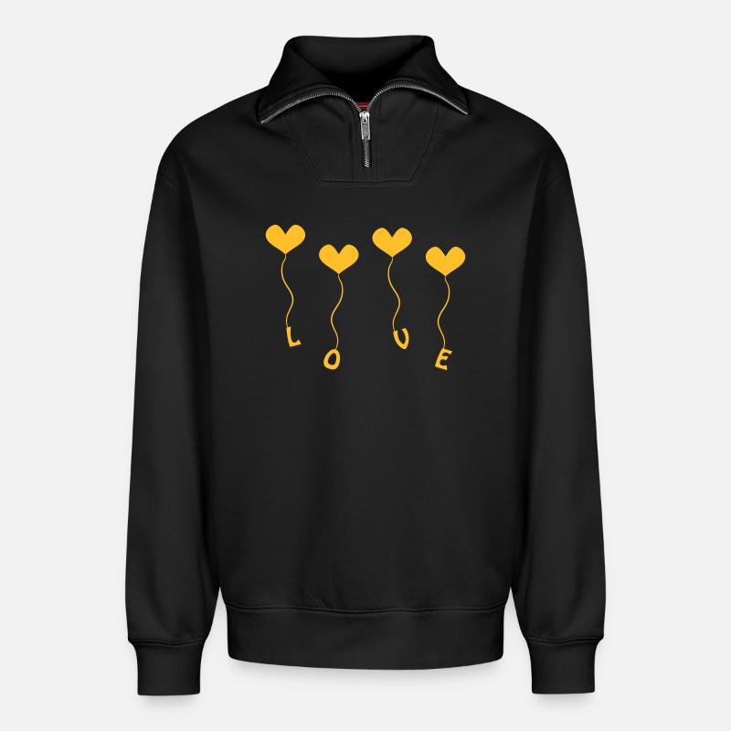 Amour (4) - Sweat unisexe décontracté en coton biologique à demi-zip – de SPREAD - noir