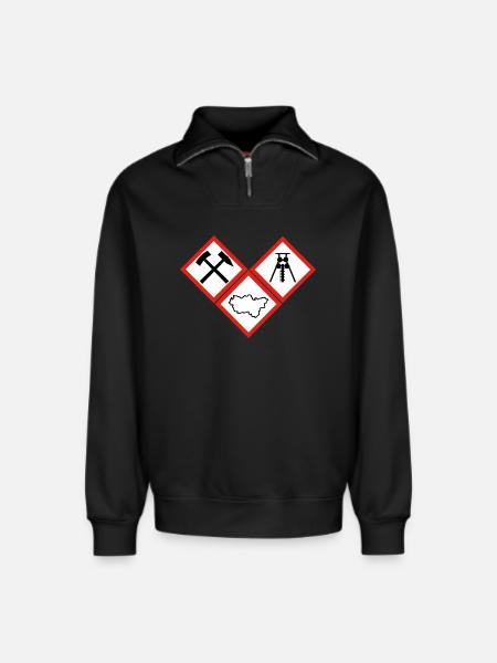 DANGER RUHRPOTT - Sweat unisexe décontracté en coton biologique à demi-zip – de SPREAD - noir