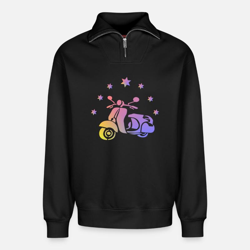 Retro Roller - Relaxed Unisex Organic Half Zip Sweatshirt – von SPREAD - Schwarz