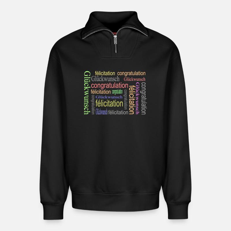 pattern - Relaxed Unisex Organic Half Zip Sweatshirt – by SPREAD - black
