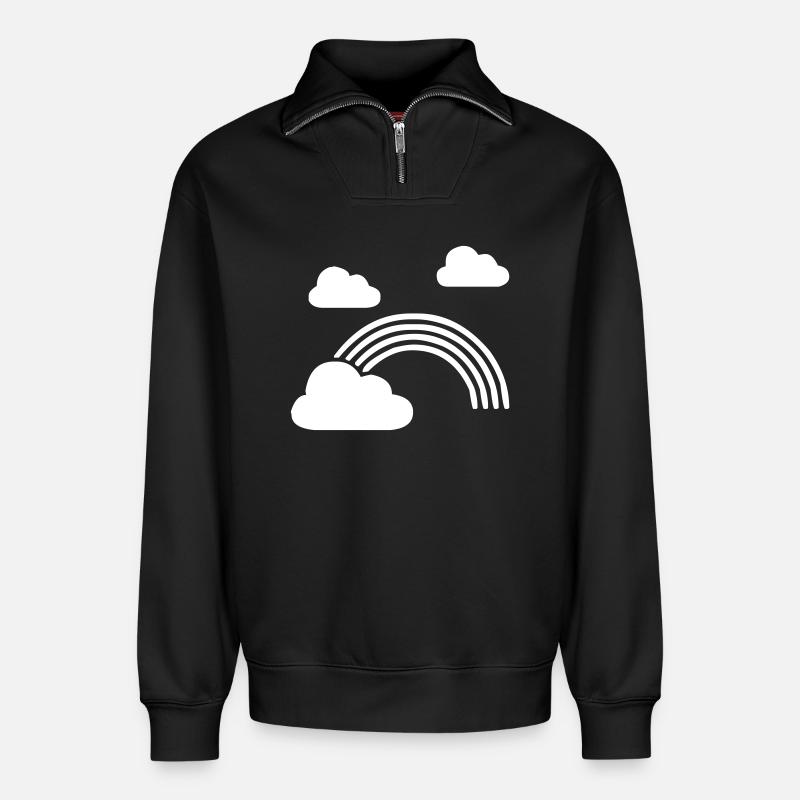 Regenbogen mit Wolken - Relaxed Unisex Organic Half Zip Sweatshirt – von SPREAD - Schwarz