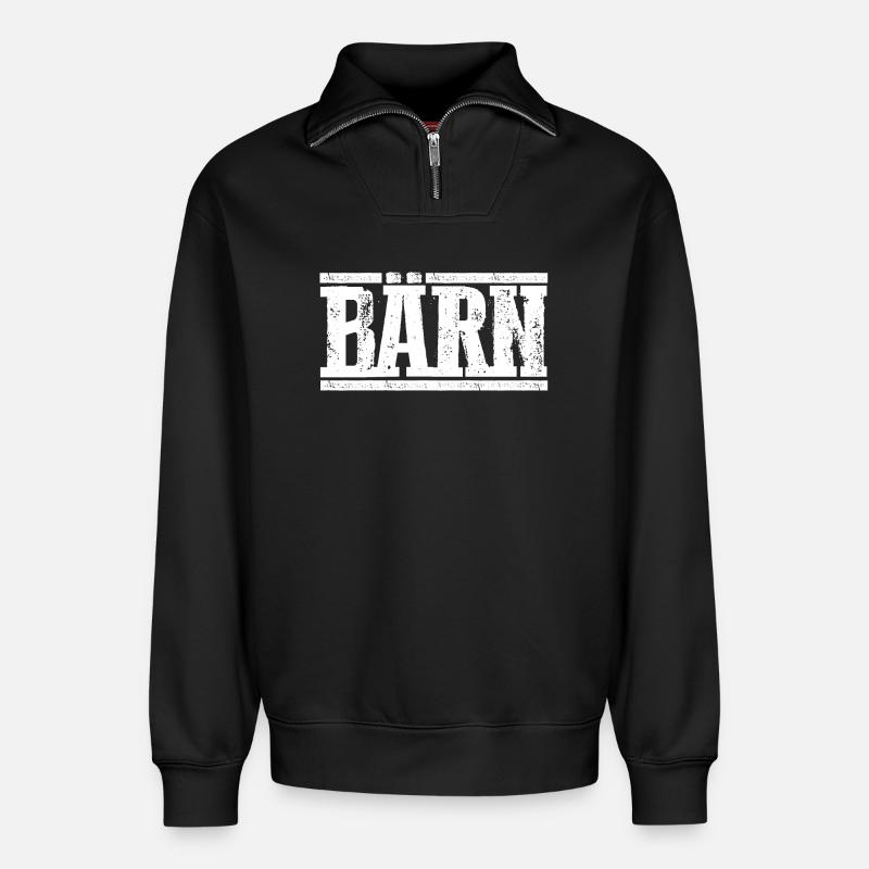 Bern - Bärn - Relaxed Unisex Organic Half Zip Sweatshirt – von SPREAD - Schwarz