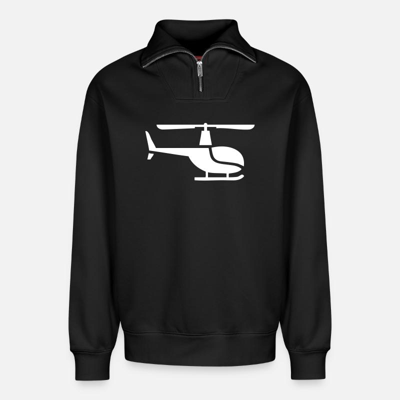 Helikopter seitlich - Relaxed Unisex Organic Half Zip Sweatshirt – von SPREAD - Schwarz