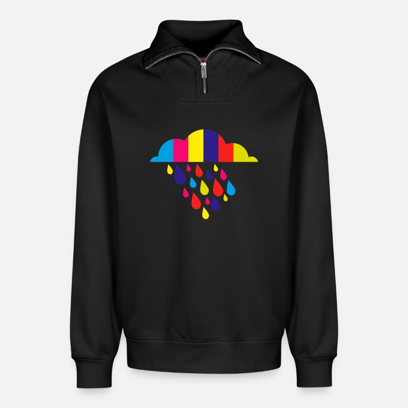 bunt herbst regen - Relaxed Unisex Organic Half Zip Sweatshirt – von SPREAD - Schwarz