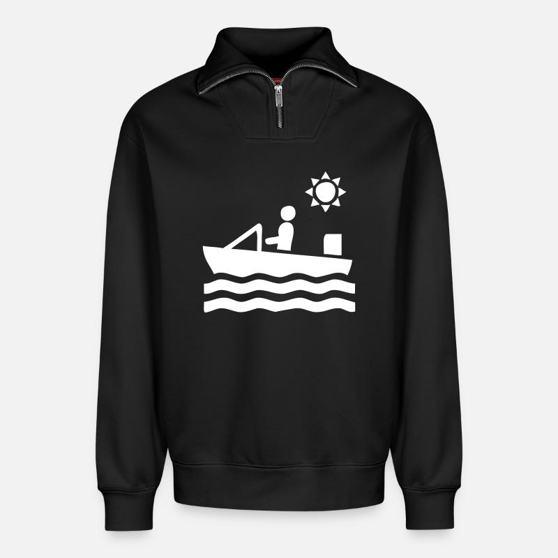 Boot Fahrer - Relaxed Unisex Organic Half Zip Sweatshirt – von SPREAD - Schwarz