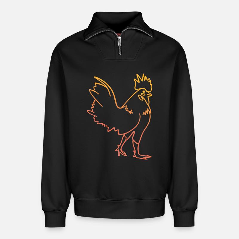 Henne Hahn Illustration - Relaxed Unisex Organic Half Zip Sweatshirt – von SPREAD - Schwarz