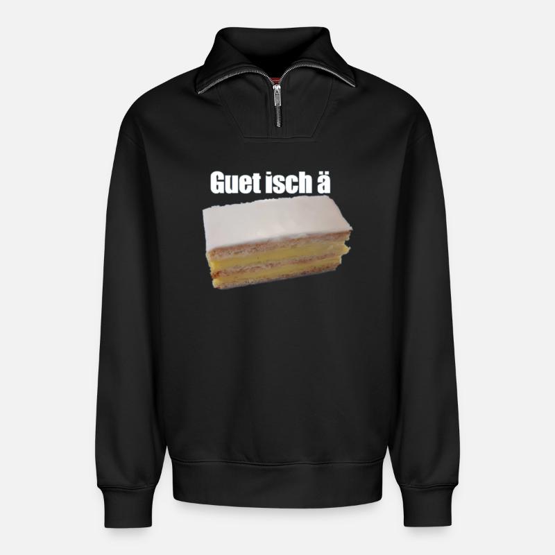 Guet isch ä Cremschnitte - Relaxed Unisex Organic Half Zip Sweatshirt – von SPREAD - Schwarz