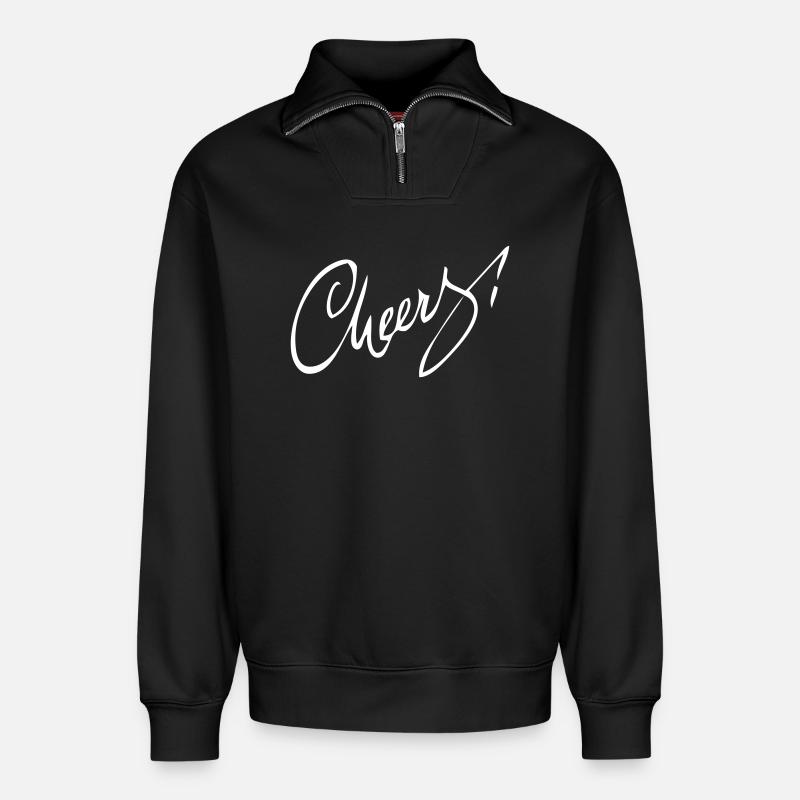 Cheers! - Relaxed Unisex Organic Half Zip Sweatshirt – von SPREAD - Schwarz