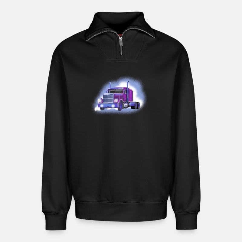 LKW - Relaxed Unisex Organic Half Zip Sweatshirt – von SPREAD - Schwarz