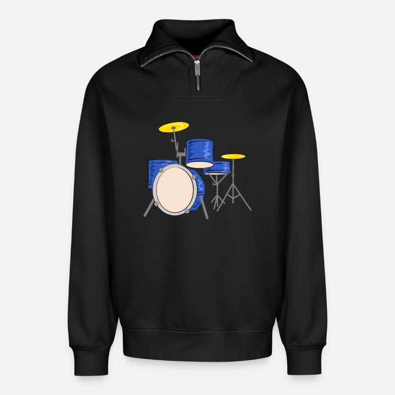 schlagzeug drummer musiker - Relaxed Unisex Organic Half Zip Sweatshirt – von SPREAD - Schwarz