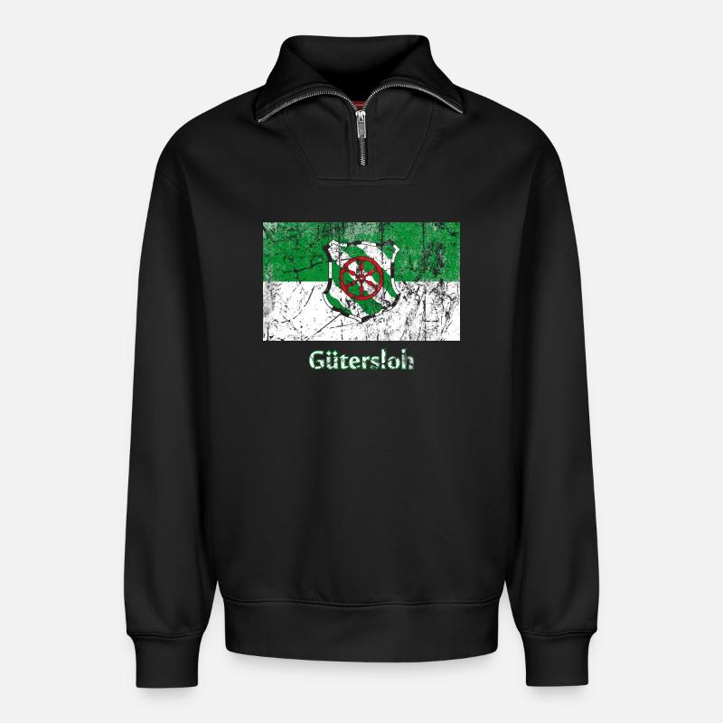 Flagge Gütersloh Stadtfahne Stadtfahne Drapeau - Relaxed Unisex Organic Half Zip Sweatshirt – von SPREAD - Schwarz