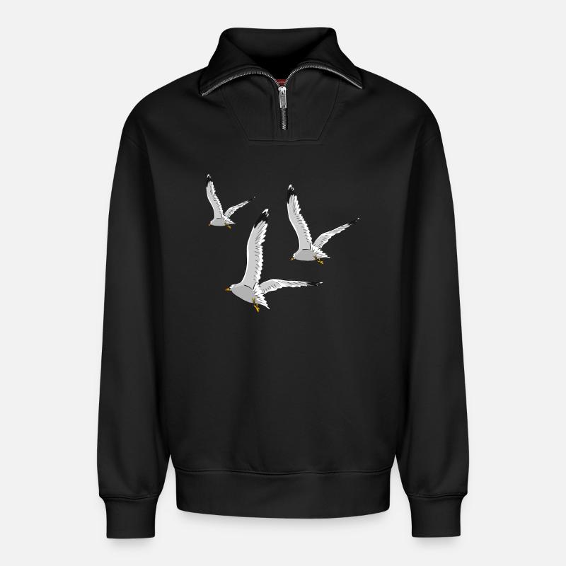 moewe vogel strand urlaub - Relaxed Unisex Organic Half Zip Sweatshirt – von SPREAD - Schwarz