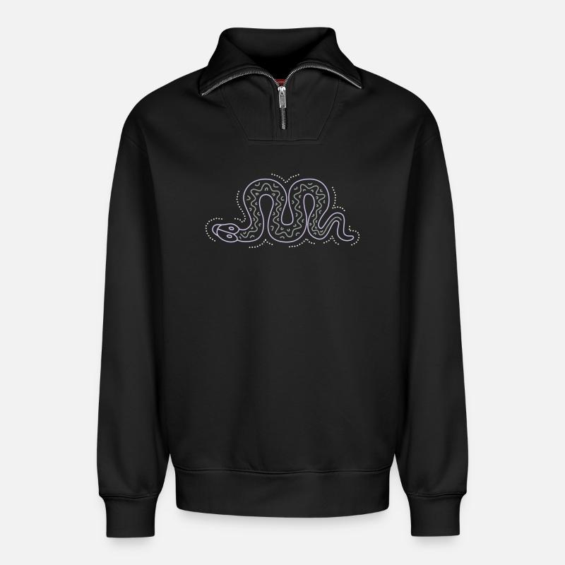 snake - Relaxed Unisex Organic Half Zip Sweatshirt – by SPREAD - black