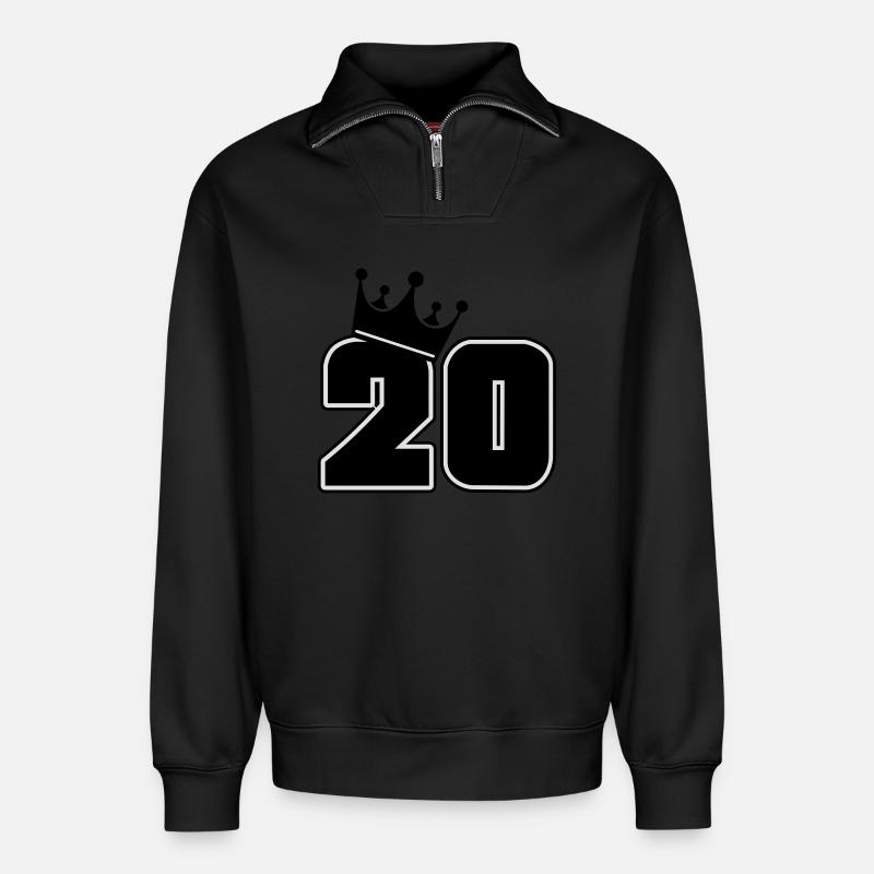 20 - Sweat unisexe décontracté en coton biologique à demi-zip – de SPREAD - noir