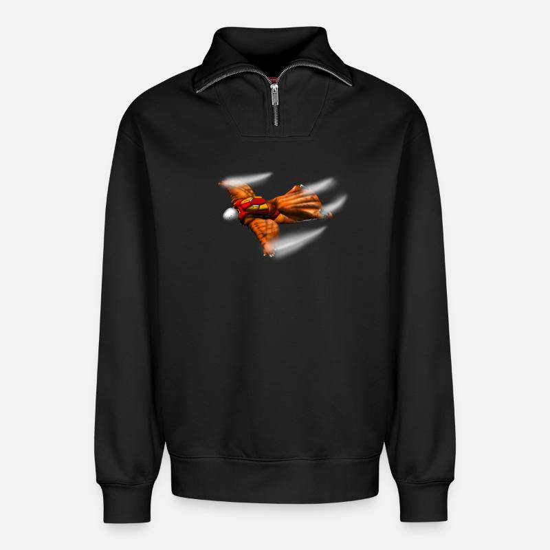 Wingsuit - Relaxed Unisex Organic Half Zip Sweatshirt – von SPREAD - Schwarz