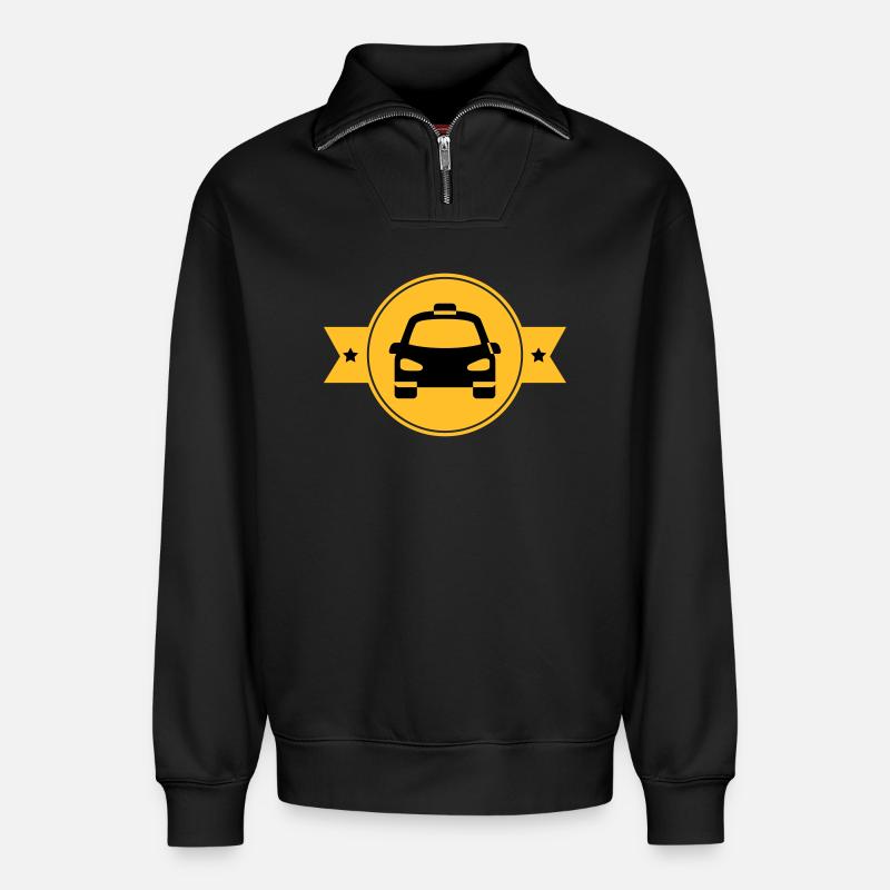 Taxi - Relaxed Unisex Organic Half Zip Sweatshirt – von SPREAD - Schwarz