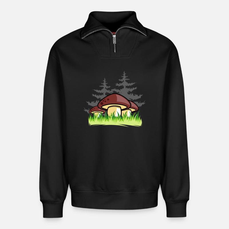pilze wald natur geschenkidee - Relaxed Unisex Organic Half Zip Sweatshirt – von SPREAD - Schwarz