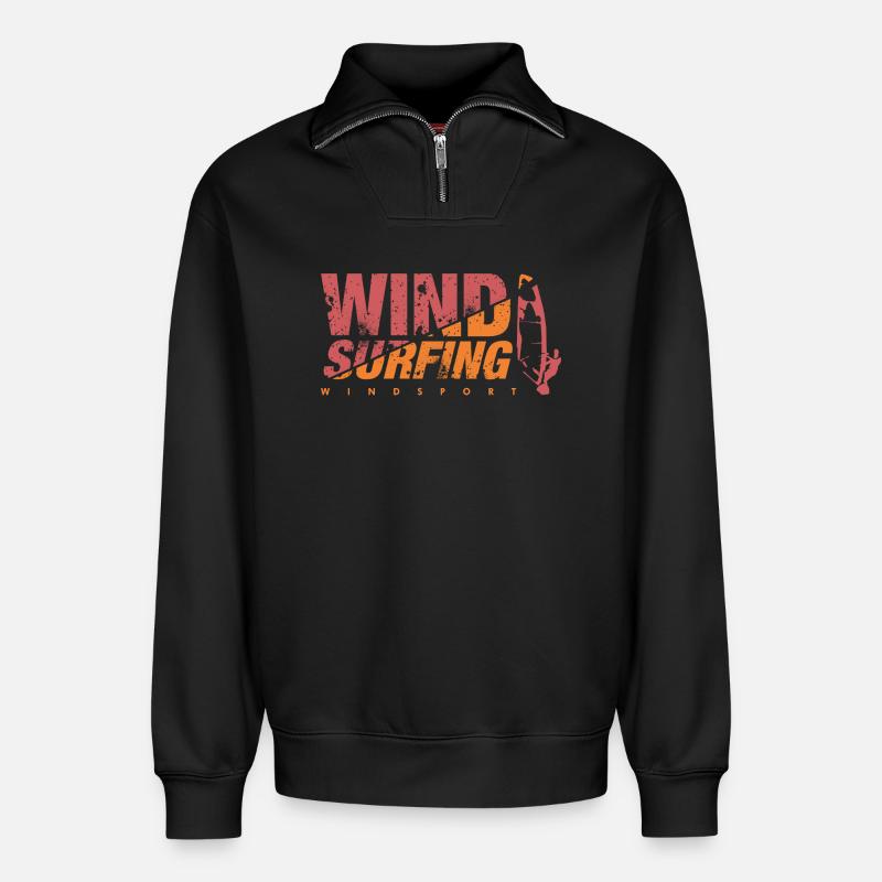 WINDSURFING Windsurfen - Relaxed Unisex Organic Half Zip Sweatshirt – von SPREAD - Schwarz