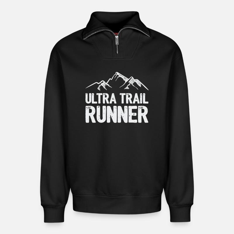 Ultra Trail Runner - Sweat unisexe décontracté en coton biologique à demi-zip – de SPREAD - noir