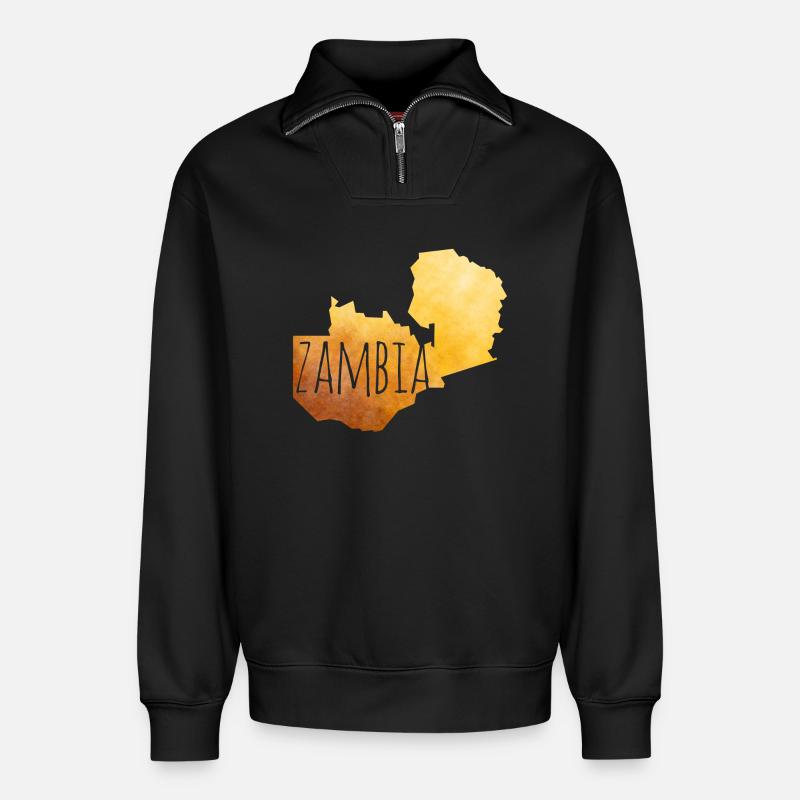 Zambia - Relaxed Unisex Organic Half Zip Sweatshirt – von SPREAD - Schwarz