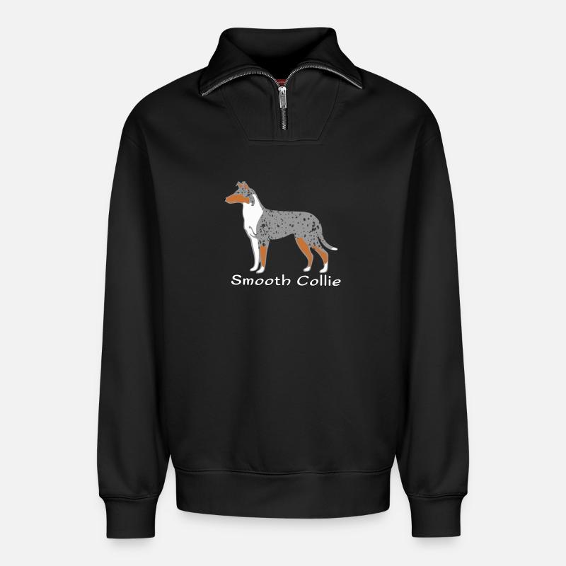 Smooth Collie blue-merle - Relaxed Unisex Organic Half Zip Sweatshirt – von SPREAD - Schwarz