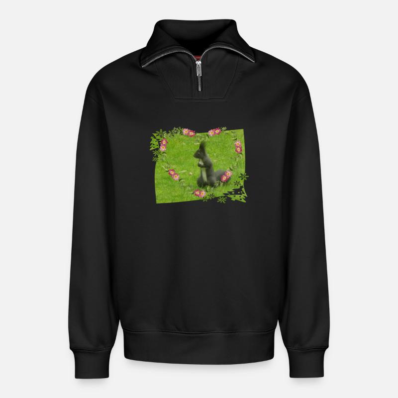 Eichhörnchen Liebe Tiere Tierfreund - Relaxed Unisex Organic Half Zip Sweatshirt – von SPREAD - Schwarz