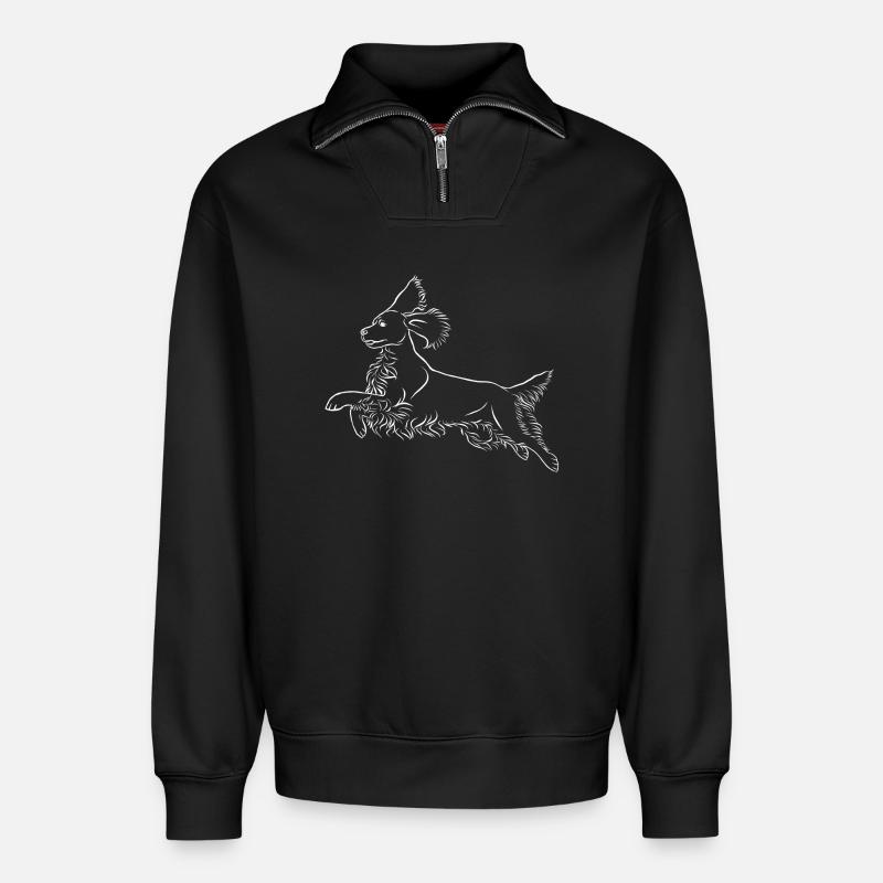 Springer Spaniel - Relaxed Unisex Organic Half Zip Sweatshirt – von SPREAD - Schwarz