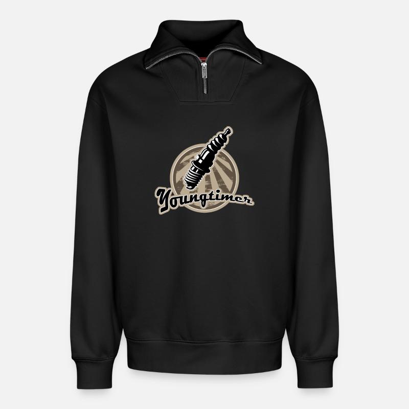 Youngtimer Zuendkerze Retro - Relaxed Unisex Organic Half Zip Sweatshirt – von SPREAD - Schwarz