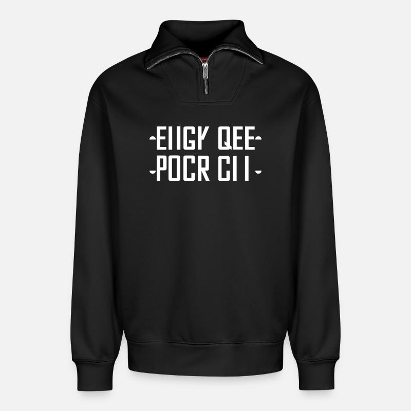 A secret message - Relaxed Unisex Organic Half Zip Sweatshirt – by SPREAD - black