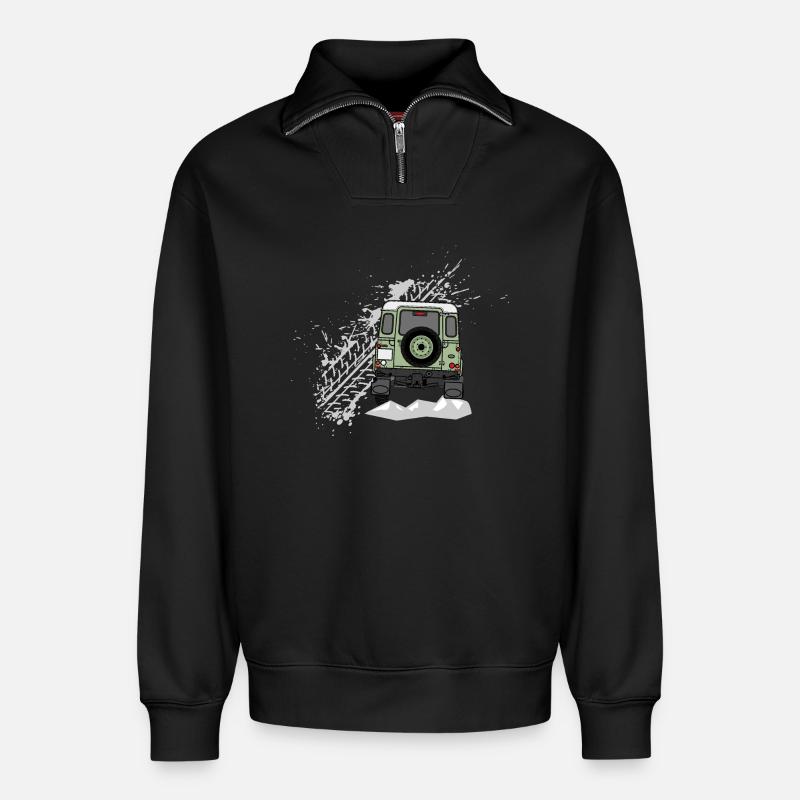 Defender Splash hinten - Relaxed Unisex Organic Half Zip Sweatshirt – von SPREAD - Schwarz