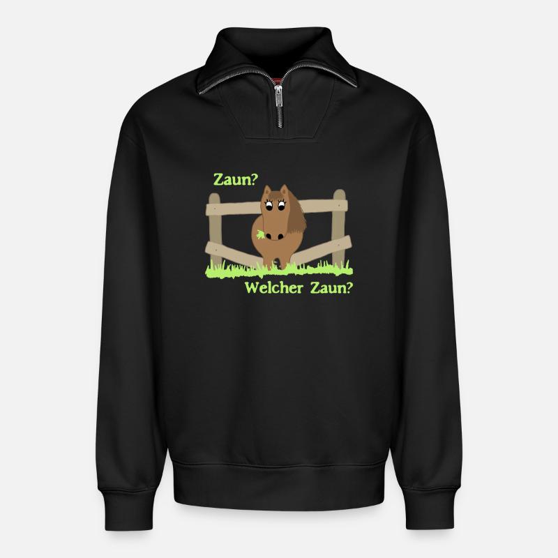 Unschuldiges Pony - Relaxed Unisex Organic Half Zip Sweatshirt – von SPREAD - Schwarz