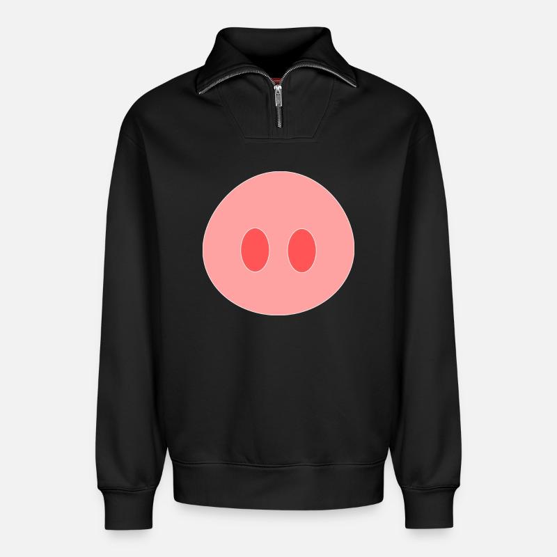 Schwein - Relaxed Unisex Organic Half Zip Sweatshirt – von SPREAD - Schwarz