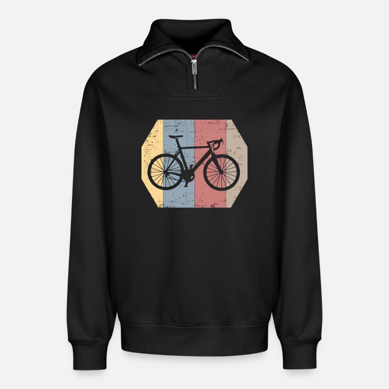 Fahrrad - Relaxed Unisex Organic Half Zip Sweatshirt – von SPREAD - Schwarz