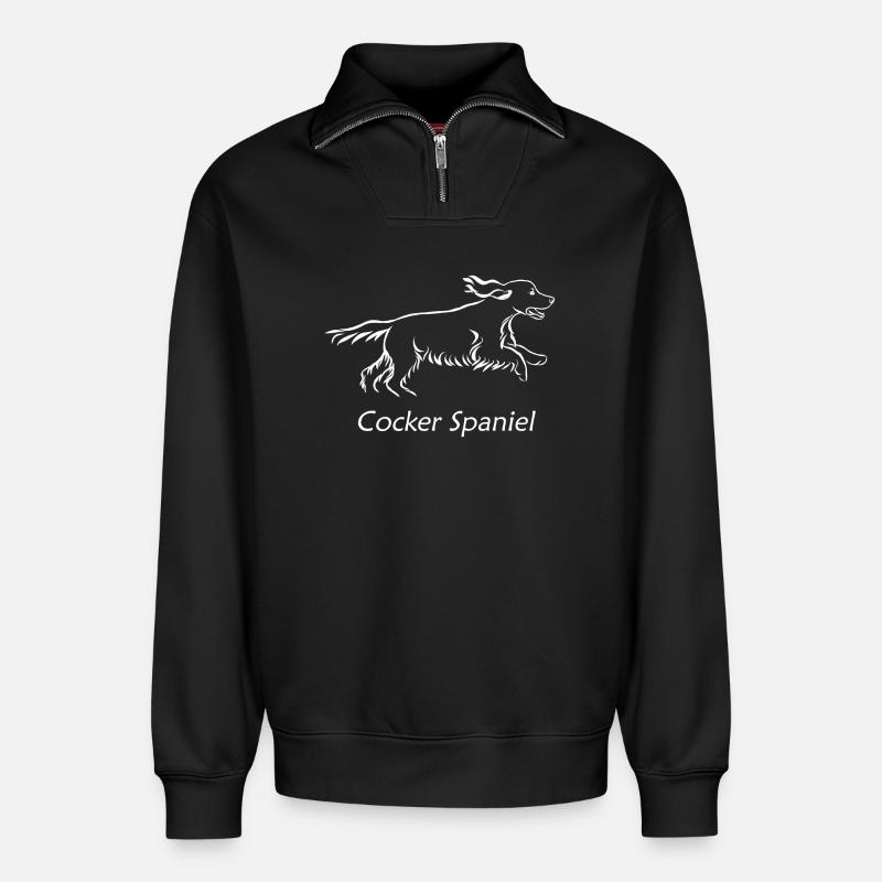 Cocker - Sweat unisexe décontracté en coton biologique à demi-zip – de SPREAD - noir