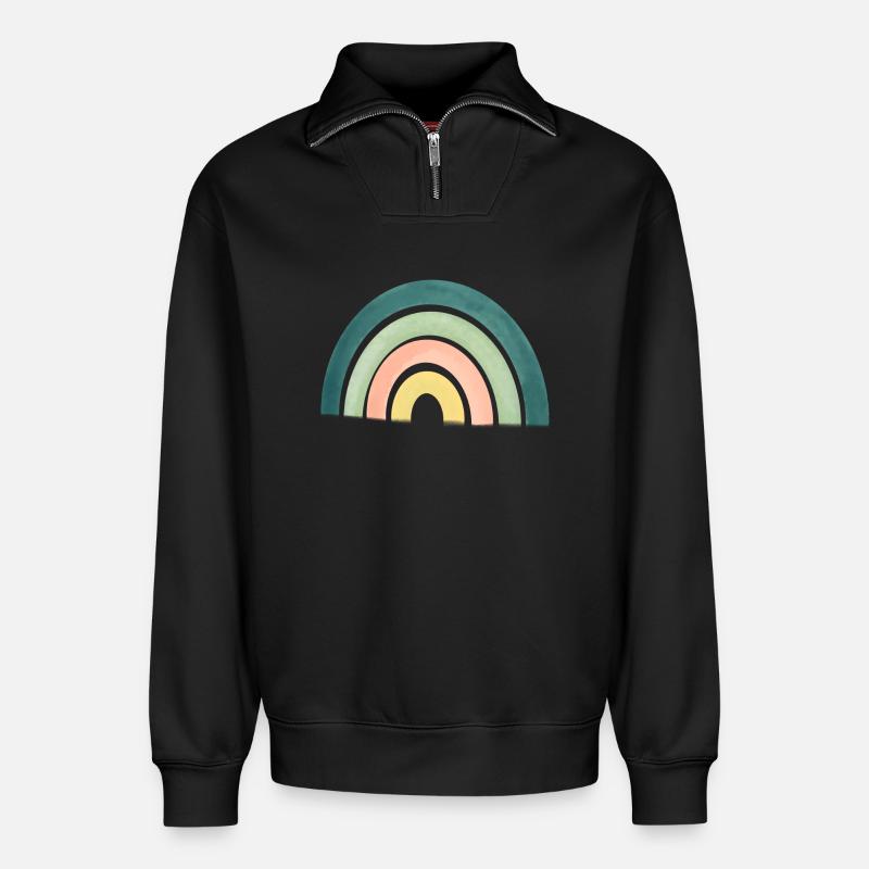 Regenbogen - Relaxed Unisex Organic Half Zip Sweatshirt – von SPREAD - Schwarz