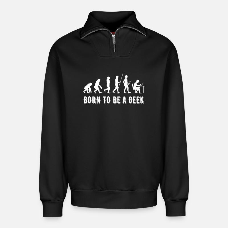Né Geek: Évolution Tech - Relaxed Unisex Organic Half Zip Sweatshirt – von SPREAD - Schwarz